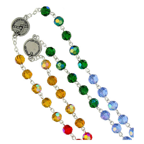 Steel Jubilee rosary with colored crystal beads, Endless 4