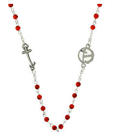 Steel rosary with red and black stone beads, Jubilee by Endless