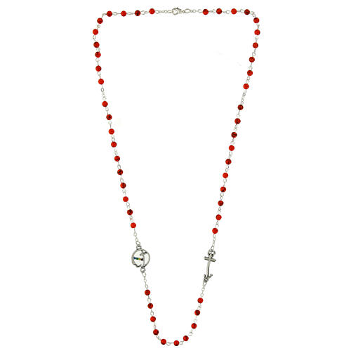 Steel rosary with red and black stone beads, Jubilee by Endless 3