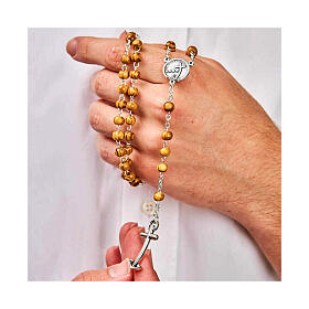 Steel rosary with 0.24 in beads, olivewood finish, Jubilee by Endless