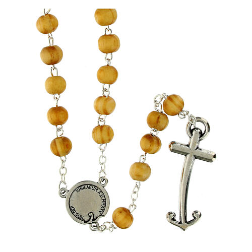 Steel rosary with 0.24 in beads, olivewood finish, Jubilee by Endless 3