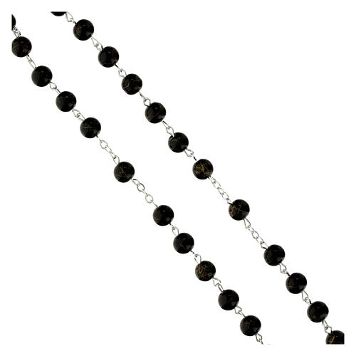 Jubiläums-Rosenkranz mit schwarzen Glasperlen und goldenem Kreuz Endless 3