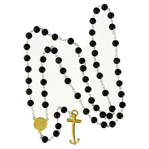 Jubilee Rosary black beads glass gold cross, Endless 4