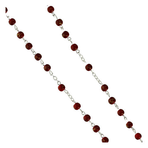 Jubilee rosary with red glass beads and golden cross by Endless 4