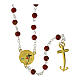 Jubilee rosary with red glass beads and golden cross by Endless s1