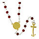 Jubilee rosary with red glass beads and golden cross by Endless s2