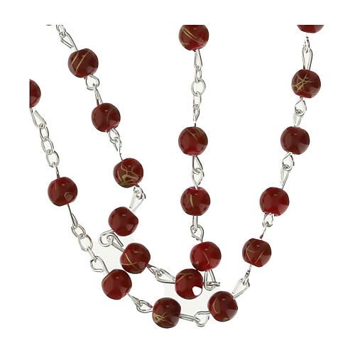 Jubilee Rosary red glass beads glass gold cross, Endless 5