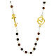 Necklace with tiger's eye beads and golden anchor-shaped cross, Jubilee jewels by Endless s1