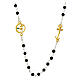 Steel necklace with onyx beads and golden anchor-shaped cross, Jubilee jewels by Endless s1