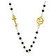 Steel necklace with onyx beads and golden anchor-shaped cross, Jubilee jewels by Endless s2