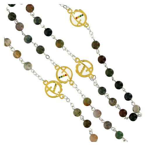 Steel rosary with Indian agate beads, golden medals and cross, Jubilee jewels by Endless 4