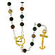 Steel rosary with Indian agate beads, golden medals and cross, Jubilee jewels by Endless s1