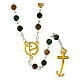 Steel rosary with Indian agate beads, golden medals and cross, Jubilee jewels by Endless s3