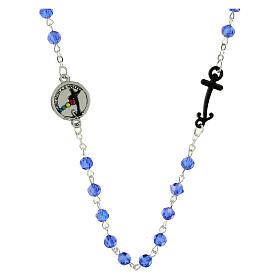 Collier grains bleu ciel Jubilé croix noire Endless