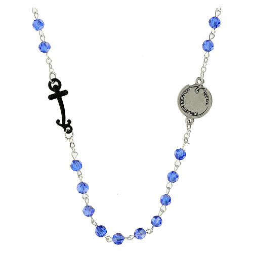 Collier grains bleu ciel Jubilé croix noire Endless 2