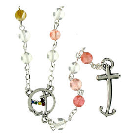 Steel rosary with pink quartz beads, Jubilee jewels by Endless