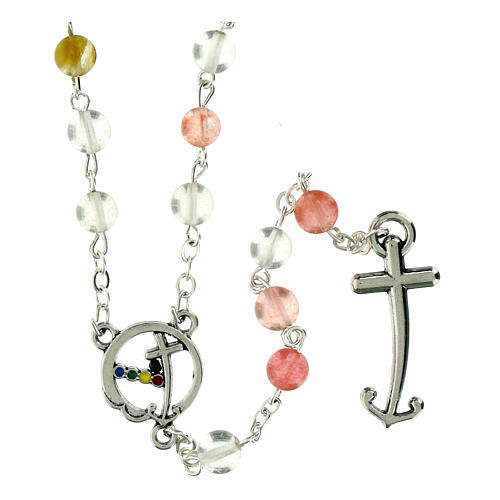 Rosario acciaio grani quarzo rosa Giubileo Endless 1