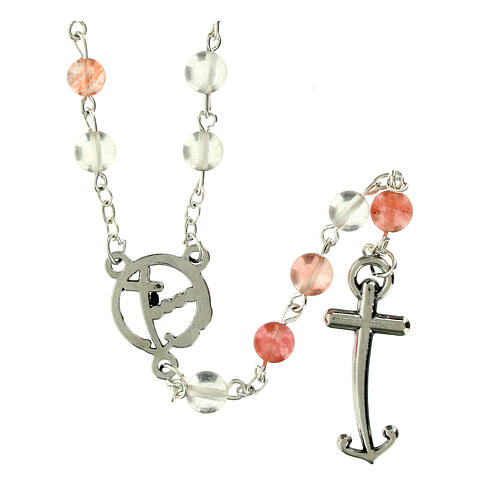 Rosario acciaio grani quarzo rosa Giubileo Endless 3