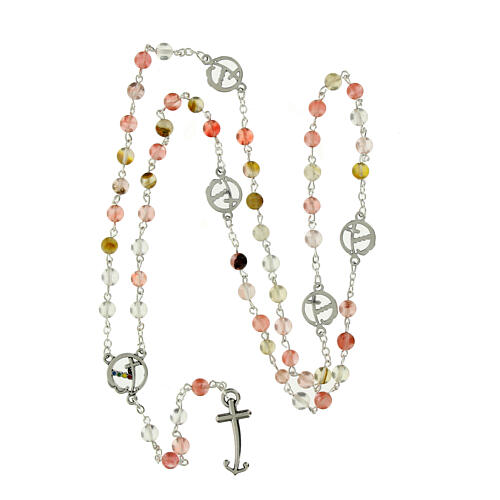 Rosario acciaio grani quarzo rosa Giubileo Endless 5