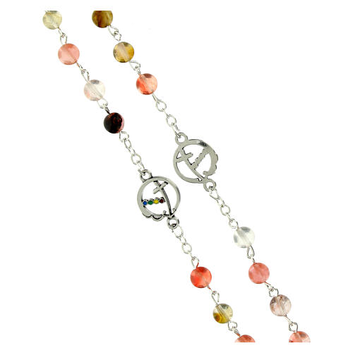 Steel Jubilee rosary with rose quartz beads, Endless 4