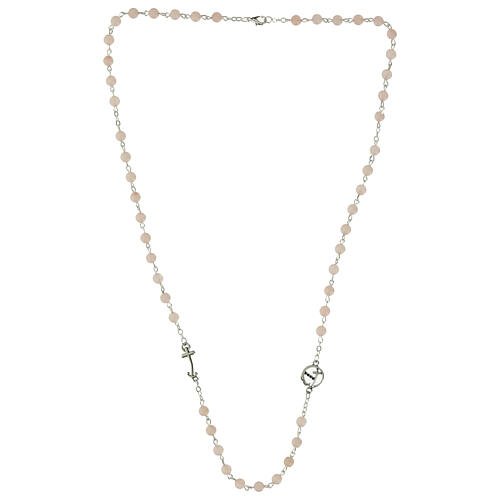 Collier grains quartz rose médaille argentée Jubilé Endless 3