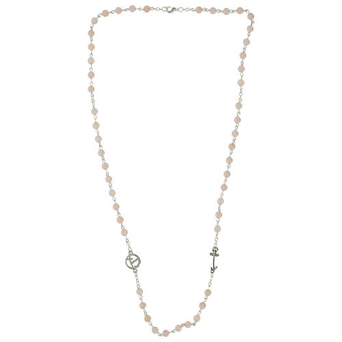 Silver Jubilee medal necklace with rose quartz grains, Endless 5