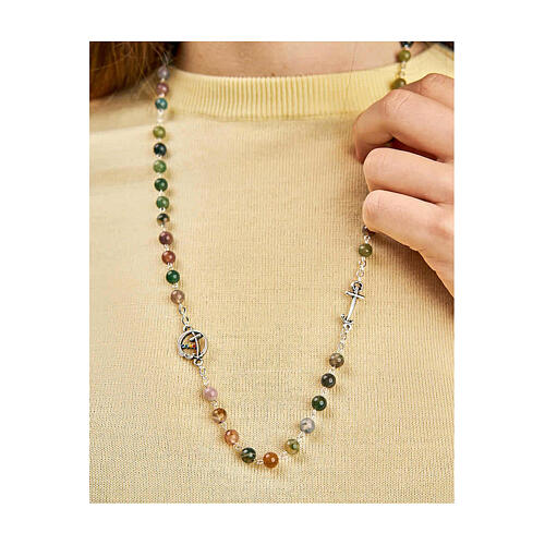 Necklace with Indian agate beads and Jubilee symbols by Endless 6