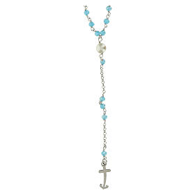 Jubilee rosary with aquamarine gems, silver 925 and freshwater pearl by Endless