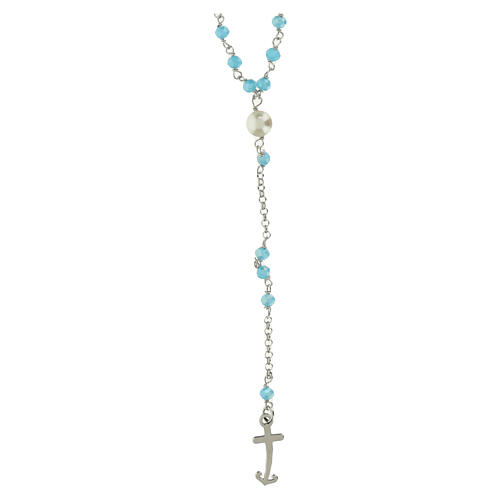 Jubilee rosary with aquamarine gems, silver 925 and freshwater pearl by Endless 1