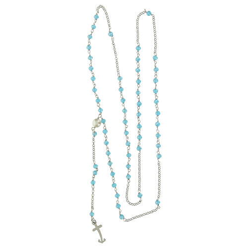 Jubilee rosary with aquamarine gems, silver 925 and freshwater pearl by Endless 4