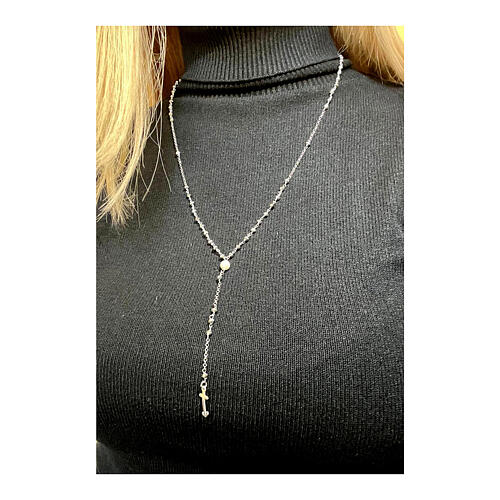 Jubiläumsrosenkranz mit grauen Edelsteinen 925er Silber und Flussperle Endless 3