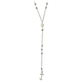 Jubilee rosary with grey gems, 925 silver and freshwater pearl by Endless