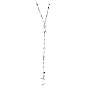 Jubilee rosary with grey gems, 925 silver and freshwater pearl by Endless