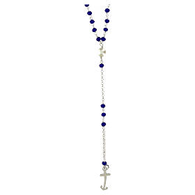 Jubilee rosary with blue gems, silver 925 and freshwater pearl by Endless