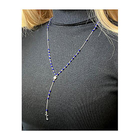 Jubilee rosary with blue gems, silver 925 and freshwater pearl by Endless