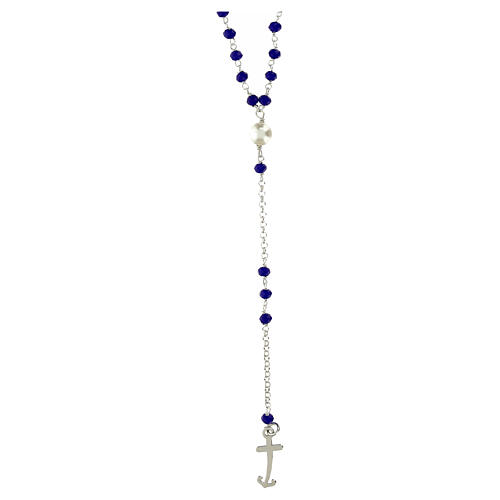 Jubilee rosary with blue gems, silver 925 and freshwater pearl by Endless 1