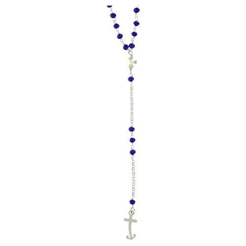 Jubilee rosary with blue gems, silver 925 and freshwater pearl by Endless 3