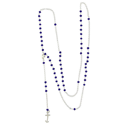 Jubilee rosary with blue gems, silver 925 and freshwater pearl by Endless 4