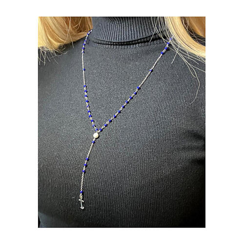 Rosario Giubileo gemme blu argento 925 perla di fiume Endless 2