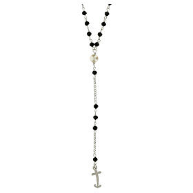 Jubilee rosary with black beads, 925 silver and freshwater pearl by Endless