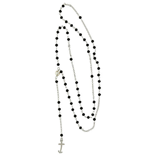 Jubilee rosary with black beads, 925 silver and freshwater pearl by Endless 4