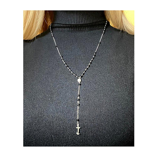 Rosario Giubileo gemme nere argento 925 perla di fiume Endless 2