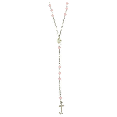 Jubilee rosary with pink beads, 925 silver and freshwater pearl by Endless 1