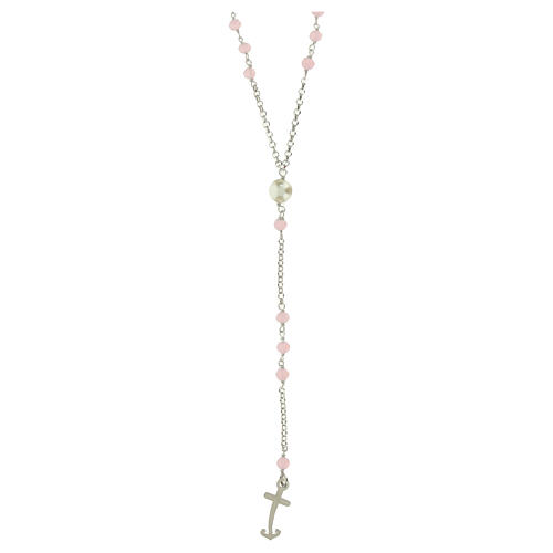 Jubilee rosary with pink beads, 925 silver and freshwater pearl by Endless 2