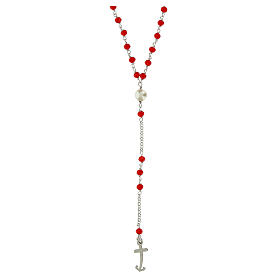 Jubilee rosary with red beads, 925 silver and freshwater pearl by Endless