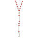 Jubilee rosary with red beads, 925 silver and freshwater pearl by Endless s1