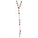 Jubilee rosary with red beads, 925 silver and freshwater pearl by Endless s3