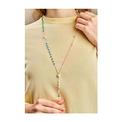 Jubilee rosary pearls colored crystals 925 silver, Endless 2