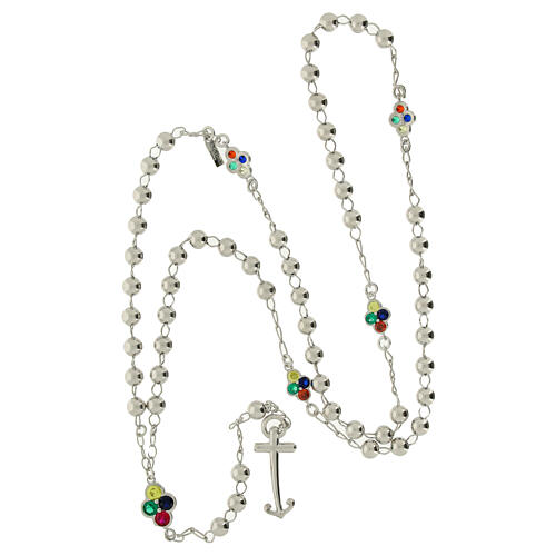 Jubilee rosary 925 silver beads with colored crystals, Endless 5
