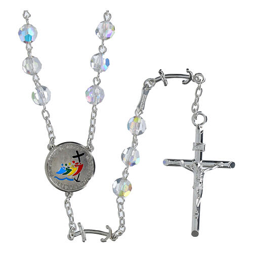 Rosario Giubileo argento 925 cristalli trasparenti 1